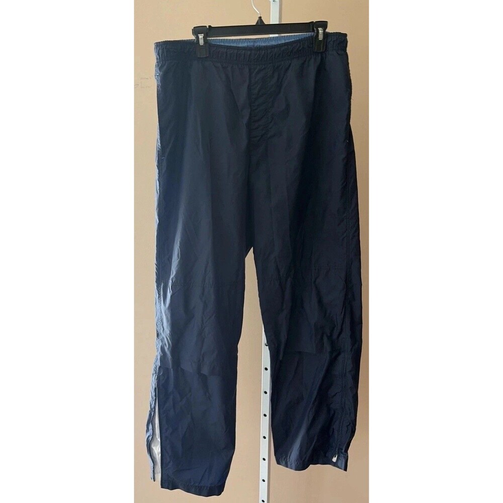 Vtg. Navy 90s Nike Track Pants Sweatpants Size Large Nylon Ankle Zip 80s Swoosh